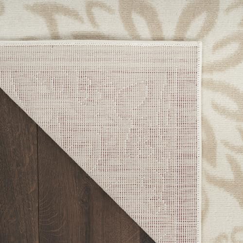 Nourison Jubilant Floral Ivory/Light Blue 7'10'' x 9'10'' Area-Rug, Easy-Cleaning, Non Shedding, Bed Room, Living Room, Dining Room, Kitchen (8x10)