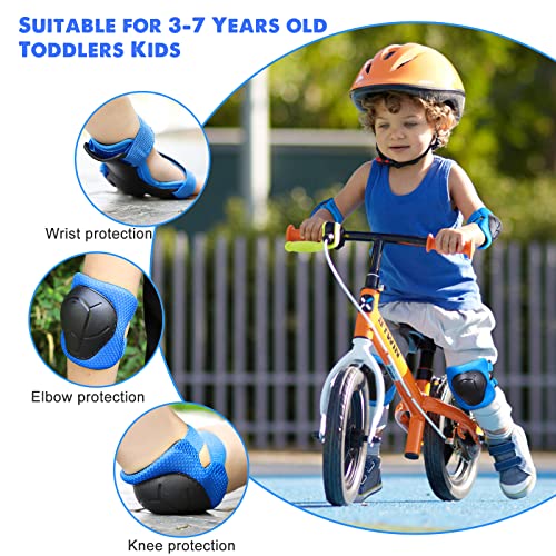 SAMIT Knee Pads for Kids 3-8 Years Boys Girls Protective Gear Set Toddler Knee and Elbow Pads with Wrist Guards 6 in 1 Safety Gear Set for Skating Cycling Bike Rollerblading Scooter Roller Skates