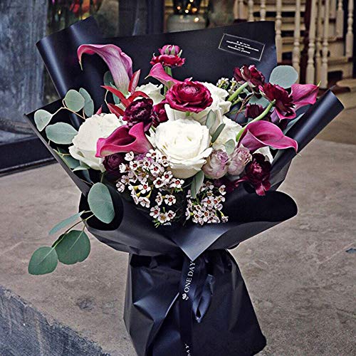 BBJ WRAPS Translucent Flower Wrapping Paper for Florist Waterproof Durable Bouquet Wrapping Paper for Floral Arrangements on Valentine's Day, Mother's Day, 22.8x22.8 Inch - 40 Sheets (Pink)