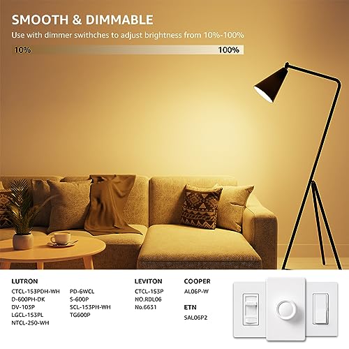 Lepro Dimmable LED Light Bulbs 60 Watt Equivalent, 9.5W 800LM Soft Warm White 2700K, A19 E26 Standard Medium Base, UL FCC Listed, 15000 Hour Lifetime, 5 Packs