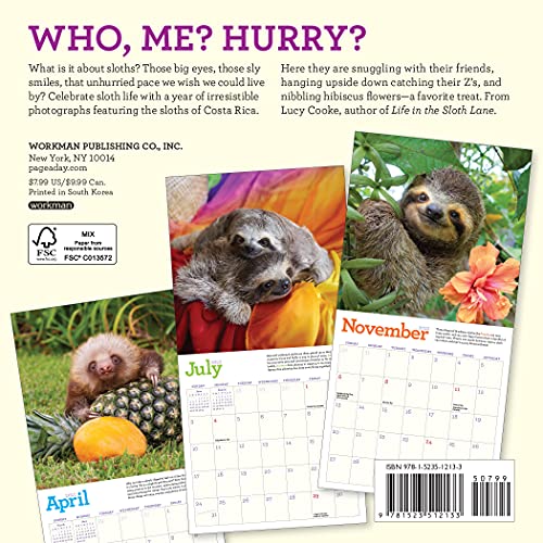 Original Sloths Mini Wall Calendar 2022: 12 Months of Irresistible Cuteness, Sloth Trivia, Stories, and Facts