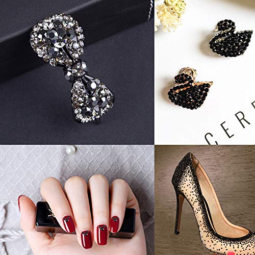 LPBeads 3456 Pieces Nail Crystals AB Nail Art Rhinestones Round Beads Flatback Glass Charms Gems Stones, 6 Sizes for Nails Decoration Makeup Clothes Shoes (Mix SS3 4 5 6 8 10, Black)