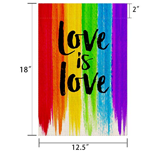 UPINLOOK Love is Love Rainbow Garden Flag Vertical Double Sided Pride Gay Pride Lesbian LGBT, Pansexual Flag Yard Flag Outdoor Decoration 12.5 x 18 Inch