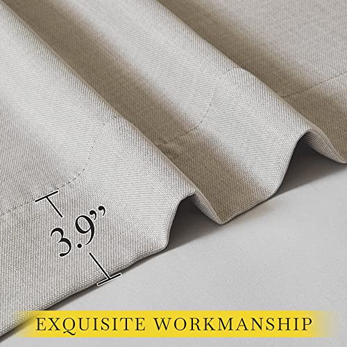 NICETOWN Short Kitchen Curtains 24 inch Length, Dual Rod Pockets & Hook Belt Room Darkening Light Blocking Thermal Curtains Privacy Window Treatments for Cafe, Natural, W26 x L24, 2 Panels