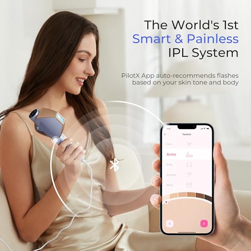 LUBEX Smart Permanent IPL Laser Hair Removal for Woman and Men, Painless Sapphire Ice-Cooling, Alternative to Salon, Bikini Shaver, Facial Epilator for Armpits Back Legs Arms Face Bikini Glow 6 A+
