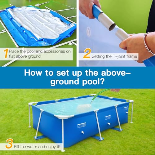 Sunrio 4ft x 12in Square Above Ground Swimming Pool with Plastic Frame for Kiddie Swimming Playing Outdoor Backyard Garden