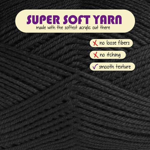 Acrylic Yarn for Crocheting & Knitting - Crochet Yarn for Crocheting, Knitting Yarn, Soft Yarn for Crocheting, 3 Pack of 370 Yds Yarn for Knitting & Amigurumi, Medium Worsted Weight Yarn 4, Denim Blue