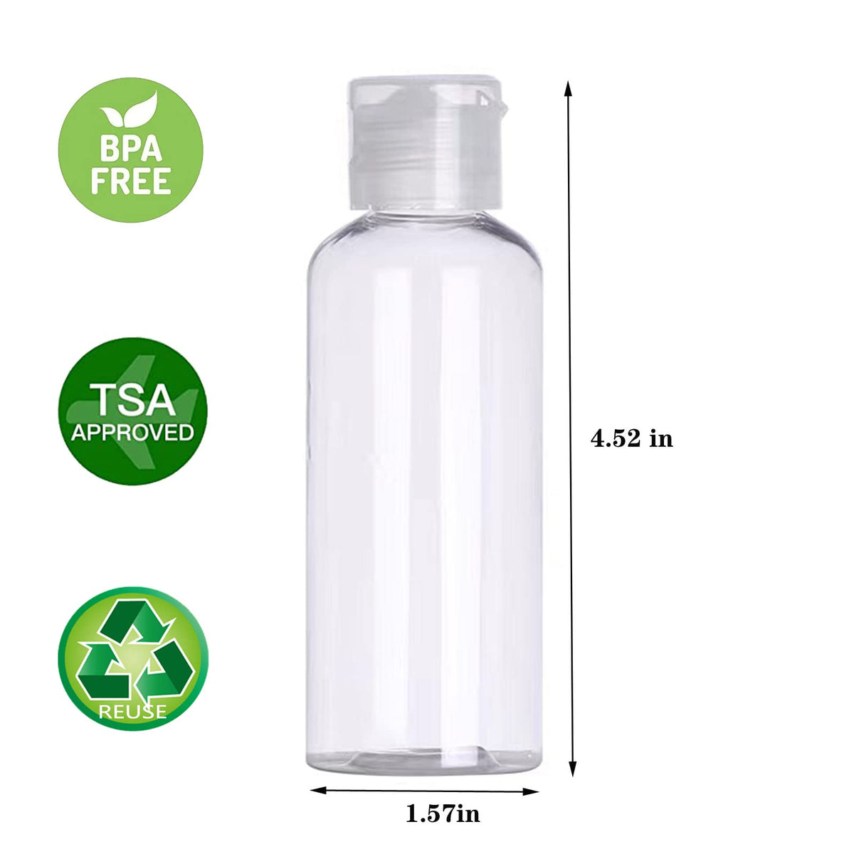 DNSEN 5 Pack 3.4oz Empty Plastic Travel Bottles for Toiletries TSA Approved Leak Proof Squeezable Travel Size Containers Travel Essentials Accessories, clear