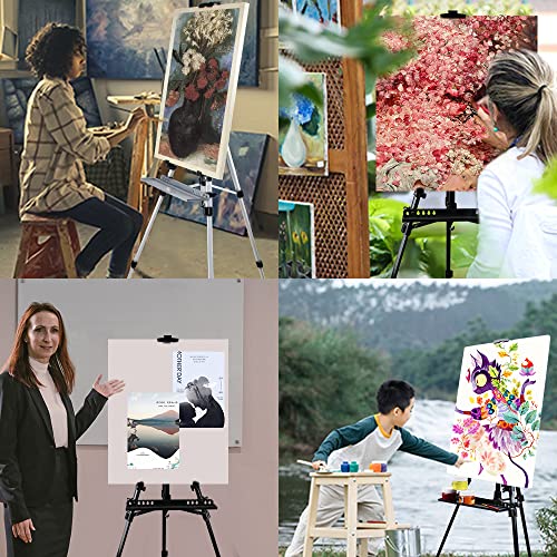 RRFTOK 61lnches Panting Easel Stand,Metal Artist Easel Stand Tripod Adjustable Easel for Painting Canvases Height from 21 to 61Inches,Art Easel for Display with Paintbrush Tray(Black).