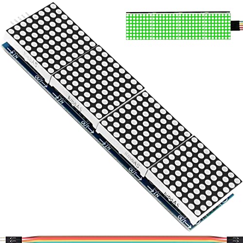 DAOKAI 7219 Dot Matrix Module 8 x 32 MCU Control Driver Board Green LED Common Cathode 4 in 1 Display Module with Cable for Arduino Microcontroller