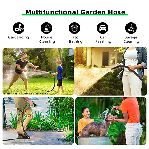 50 ft Hybrid Garden Hose - 2024 Upgraded Ultra Durable& Weatherproof Outdoor Garden Yard Water Hose - 720 PSI Crush/Solid Brass Fittings, No-Kink Non-Expandable Garden Hoses