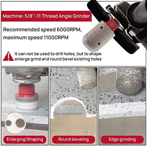 FOCSTOL Diamond Finger Milling Bit - 1-3/8''(35mm) Core Drill Bit for Enlarging Grinding and Shaping Existing Holes in Tile Porcelain Ceramic Marble Granite Countertop 5/8''-11 Thread