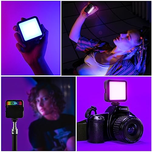 Altson Magnetic RGB Led Video Light LED Camera Light 360° Full Color Portable Photography Lighting Whit 3 Cold Shoe,,2000mAh Rechargeable CRI 96+/2500-9900K/13 Scene (Black)