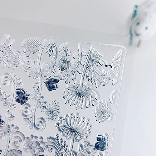 Chrysanthemum Background Flowers Bloom Dandelion Backdrop Clear Stamps Transparent Silicone Stamp Album Cards Rubber Stamp for Card Making Decoration and DIY Scrapbooking