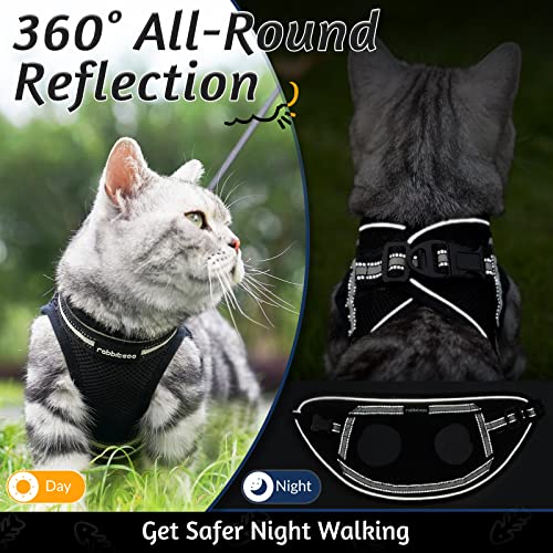 rabbitgoo Cat Harness and Leash Set for Walking Escape Proof, Adjustable Soft Kittens Vest with Reflective Strip for Cats, Comfortable Outdoor Vest, Red, M