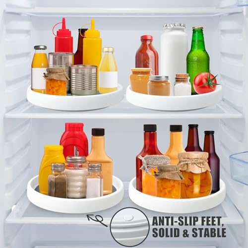 Lazy Susan Organizers, 10'' Set of 4, Non-Skid Lazy Susan Turntable for Cabinet, Pantry Storage, Kitchen, Refrigerator Organizing, Rotating Spice Rack