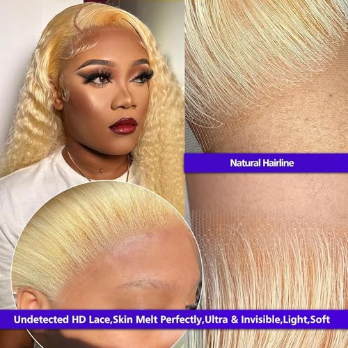 HOTLOVE 613 Lace Front Wig Human Hair, 13x6 Transparent Lace 613 HD Lace Frontal Wig For Women 12A Body Wave Blonde Lace Front Wigs Human Hair Pre Plucked With Baby Hair 38inch