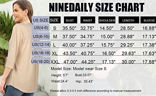 Ninedaily Womens Summer Tops 2024 Dressy Casual 3/4 Sleeve V Neck Shirt Work Blouses Business Outfits Tie Dye Brown,Size L