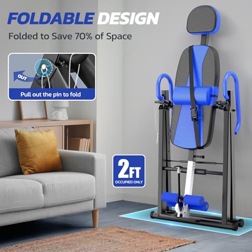 YOLEO Heavy Duty Inversion Table for Back Pain Relief with Adjustable Protective Belt 2023 Upgraded Inversion Foldable Heavy Duty up to 300 lbs