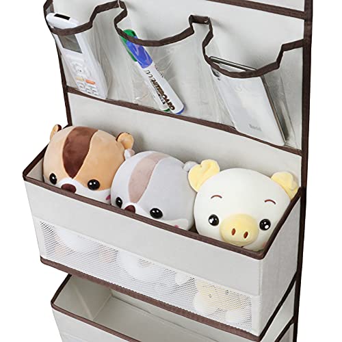 Univivi Over Door Hanging Organizer Behind Door Hanging Storage Baby Storage with 4 Large Pockets and 3 Small PVC Pockets for Cosmetics, Toys and Sundries