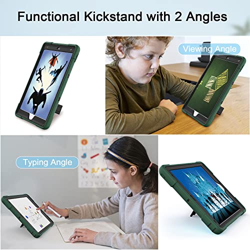 Cantis Case for ipad 9th Generation/ 8th Generation/ 7th Generation, Slim Heavy Duty Shockproof Rugged Protective Case with Built-in Stand for iPad 10.2 inch 2021/2020/2019, Pink+Pink