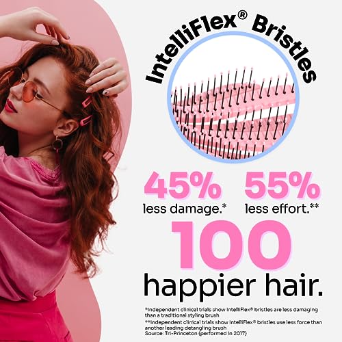 Wet Brush Go Green Curl Detangler Hair Brush- Pale Pink -Ultra-Soft IntelliFlex Detangling Bristles Glide Through Tangles with Ease - Great For Curly Hair-No Split Ends & Pain-Free for Wet or Dry Hair