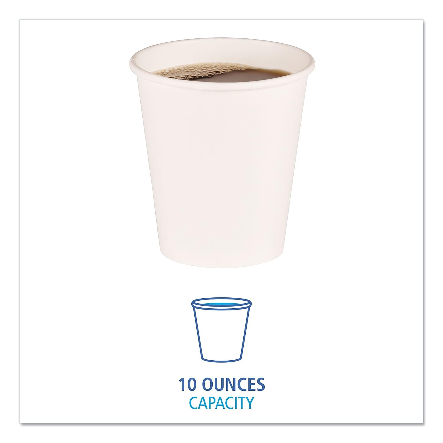 Boardwalk BWKWHT10HCUP 10 oz. Paper Hot Cups - White (20 Cups/Sleeve, 50 Sleeves/Carton)