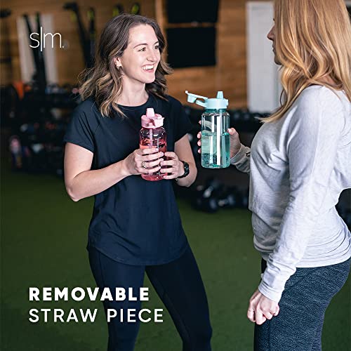 Simple Modern 32oz Water Bottle with Silicone Straw Lid & Motivational Measurement Markers | Reusable BPA-Free Tritan Plastic Lightweight Sports Bottles for Gym | Summit Collection | Sweet Taffy