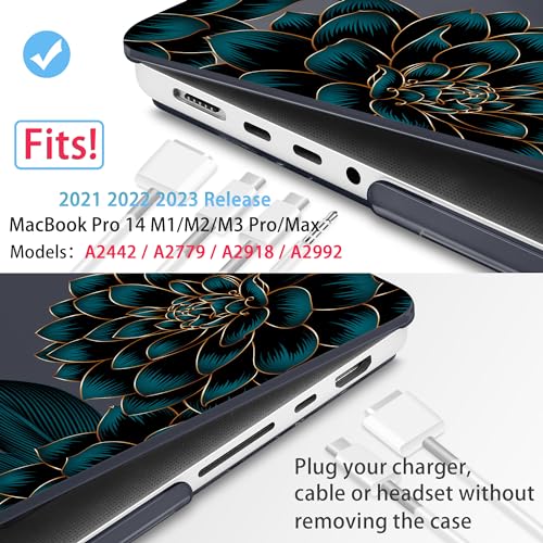Mektron for MacBook Pro 14 inch Case 2023 Release M3 A2918 A2992 Compatible with 2022 2021 Release M2 A2779 M1 A2442 Pro/Max, Printed Plastic Hard Shell Laptop Cover,Garden Flowers