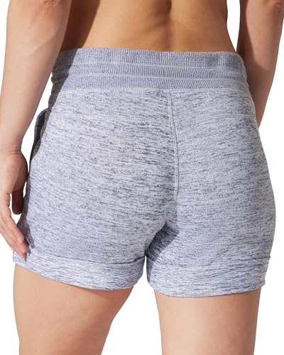 90 Degree By Reflex Womens Soft Sweat Shorts High Waisted Drawstring Lounge Shorts with Pockets - Heather Grey - XS