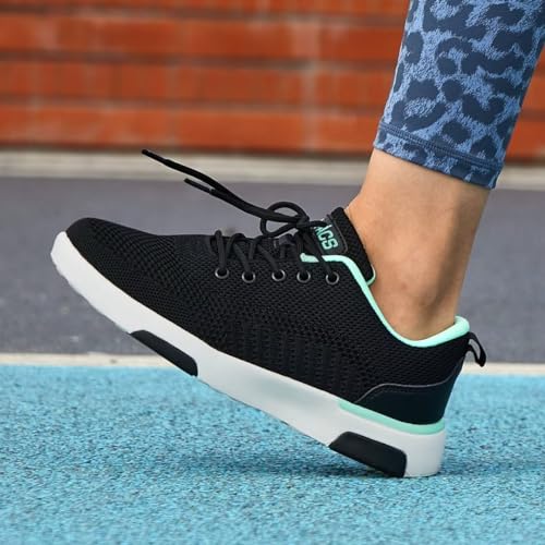 Womens Comfortable Diabetic Sneakers with Arch Support, Great Stylish Orthopedic Walking Shoes for Older Adults, Popular Running Sneakers for Outdoor Athletic Black/Mint Size 6