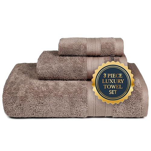 TRIDENT Soft & Plush Luxury Towel Set, 100% Cotton, 1 Bath Towel, 1 Hand Towel, 1 Washcloth, Highly Absorbent Towels for Bathroom, 3 Pieces snowclad White Towel Sets