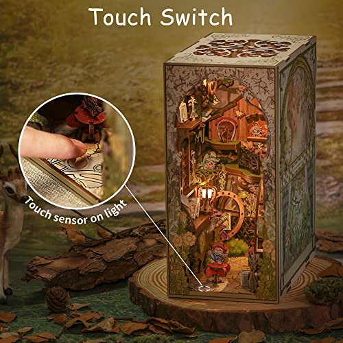 CUTEBEE DIY Book Nook Kit for Adults, DIY Wooden Miniature House Dollhouse Kit Ancient Chinese Landscapes Bookshelf Insert Decor Booknook Model Build Gift Kit with LED Light (Su Dongpo's Life)