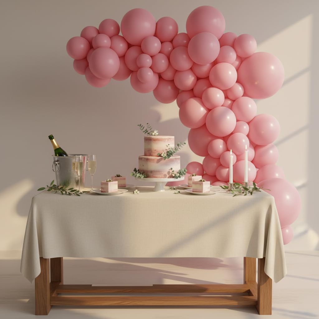 Balloon Garland Arch Kit – 146 Pcs Dusty Pink Balloons & Baby Shower Boxes with Letters – White Boxes with Rose Gold, Dusty Pink, Sand & White Balloons