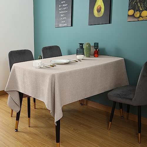 SEASHORE TREE Rectangle Tablecloth Water and Wrinkle Resistant Washable Faux Linen Table Cloth Decorative Fabric Table Cover for Kitchen Dining Party Buffet Wedding Camping(55 x 95, Taupe Gray)