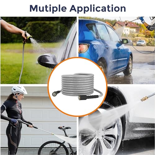 Giraffe Tools Pressure Washer Hose 25FT X 1/4", 3200 PSI Pressure Washing Hose, Kink Resistant, Heavy Duty Power Washer Hose, M22 to 3/8" Quick Connect Couplers for Replacement, 7 Accessories