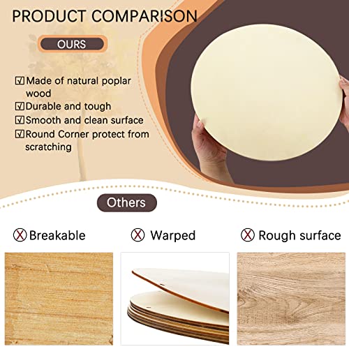 Whaline 18 Inch Wood Circles for Crafts 10Pcs Christmas Unfinished Round Wooden Discs Farmhouse Rustic Wood Sign 3mm Natural Blank Wood Slices for Winter DIY Painting Carving Art Craft Wood Burning