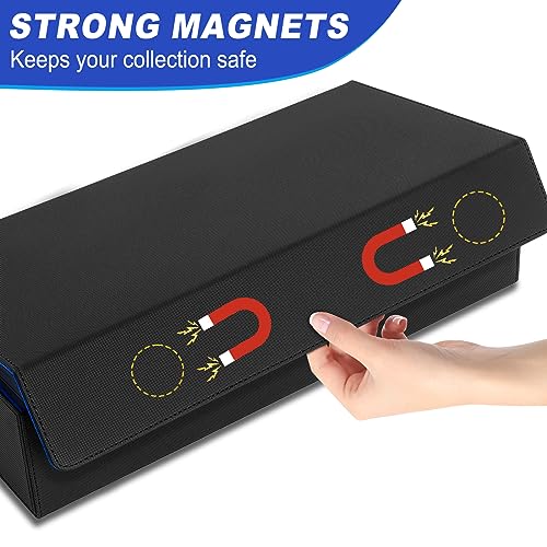 6 in1 Card Deck Box Set,X-Large Premium Trading Card Storage Case with 5 Small Box,Magnetic Game Deck Display Case Compatible with MTG/TCG/Yugioh/Magic/Commander(Black&Blue)
