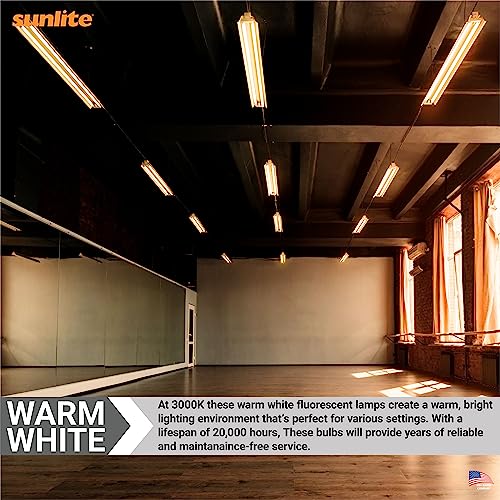 Sunlite 30300 F14T5/830 2 Foot T5 Linear Fluorescent Lamp, 14 Watts, 1200 Lumens, 3000K Warm White, Miniature G5 Bi-Pin Base, ROHS Compliant, High Performance Straight Tube, 40 Pack