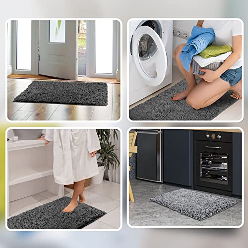 Muddy Mat Chenille Bathroom Rugs Quick Dry Microfiber Mats Non Slip Washable, Extra Thick, Soft and Highly Absorbent Bath Mats for Bathroom, Kitchen, and Shower Floor - Atlantic Blue Small 28"X18"