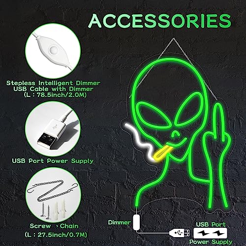 HAJAE Alien Cowboy Neon Sign, Dimmable Led Neon Signs for Wall Decor Bedroom Man Cave Game Room Home Bar Party Decor, Led Alien Neon Light for Birthday Christmas Gift (Alien Cowboy)
