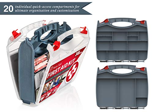 Swiss Safe 2-in-1 First Aid Kit for Car, Travel & Home, Businesses - Bonus Mini Kit for Medical Emergency Aid, Survival, Camping - FSA & HSA Eligible - 348 Piece, 1 Pk - Red - Large Hardcase