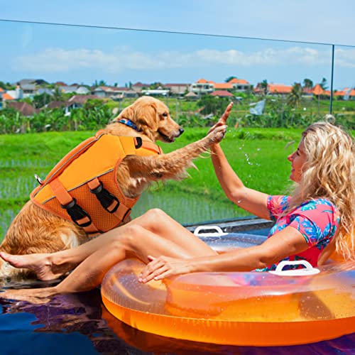 ASENKU Dog Life Jacket with Rescue Handle, Dog Life Vest for Swimming Boating with High Flotation, Ripstop Lightweight Pet Life Preserver with Reflective Stripes for Small Medium Large Dogs