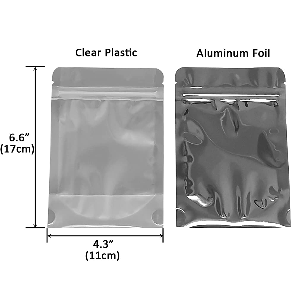 Belinlen 100 PACK 4 x 6 Inch Zipper Mylar Bags Stand Up Mylar Zip Lock Bags Clear Silver Bags Reusable Food Storage Aluminum Foil Pouch Bags for Multipurpose with Gusset Bottom(5.5mil Thickness)