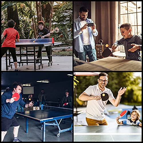 XGEAR Anywhere Ping Pong Equipment to-Go Includes Retractable Net Post, 2 Ping Pong Paddles, 3 pcs Balls, Attach to Any Table Surface, Lake Blue