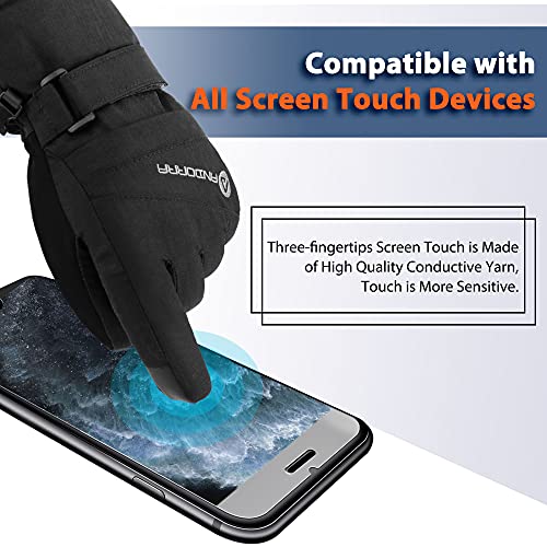 ANDORRA Winter Gloves Women Touchscreen Zipper Pocket Ski Gloves Waterproof Ski Gloves, Grey, S