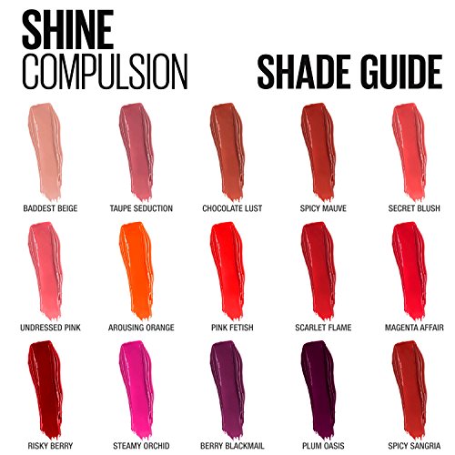 Maybelline New York Color Sensational Shine Compulsion Lipstick Makeup, Spicy Mauve, 0.1 Ounce