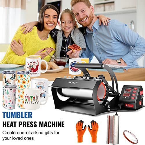 Upgraded 8 in 1 Heat Press Machine 12x15 Inch Heat Transfer Machine w/Tumbler Press 360-Degree Swing Away Multifunction Digital Sublimation Heat Press for T Shirt Mug Hat Plate for Commercial Home