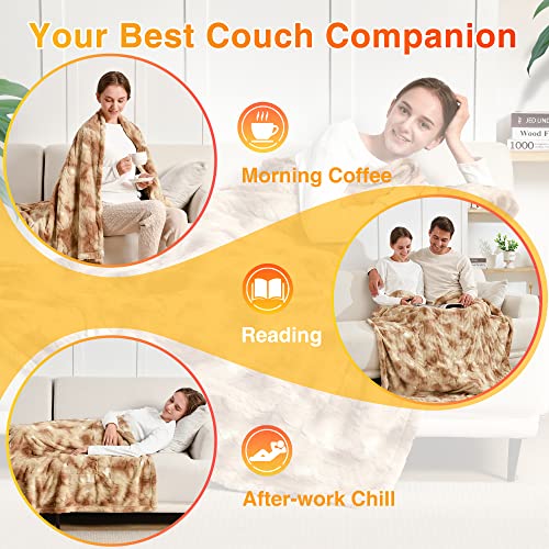 WOOMER Heated Throw Blanket Full Size, Soft Flannel Fast Heating Blanket with Multi-Color Option, 77"x 84", 10 Heating Levels & 0.5-12H Auto Off, Over-Heat Protection