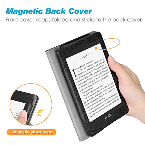 Fintie Stand Case for 6" Kindle Paperwhite (Fits 10th Generation 2018 and All Paperwhite Generations Prior to 2018) - Premium PU Leather Sleeve Cover with Card Slot and Hand Strap, Library